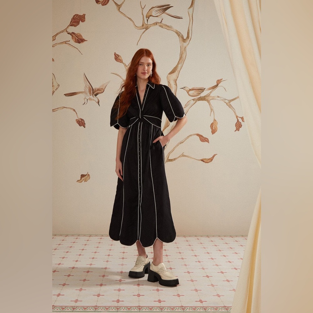 FARM Rio Black Dress with White Contrast Detail - Picture 3 of 12